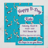 Crowned Cranes Happy Birthday Kaart (Voorkant / Achterkant)