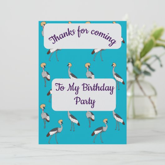 Crowned Cranes Thank you Card Kaart (Staand voorkant)