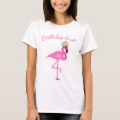 Crowned Flamingo Birthday Girl T-Shirt (Voorkant)