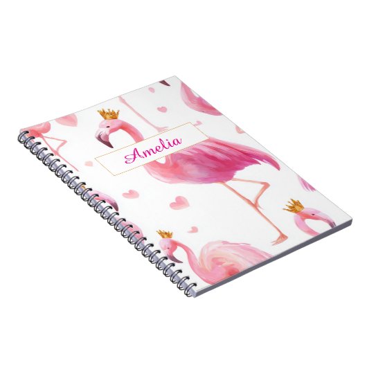 Crowned Flamingo – Luxe Island Vibes Notitieboek (Rechterzijde)