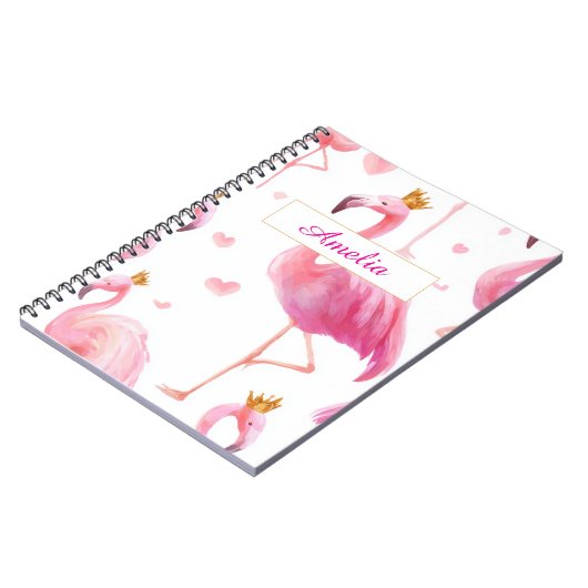 Crowned Flamingo – Luxe Island Vibes Notitieboek (Linkerzijde)