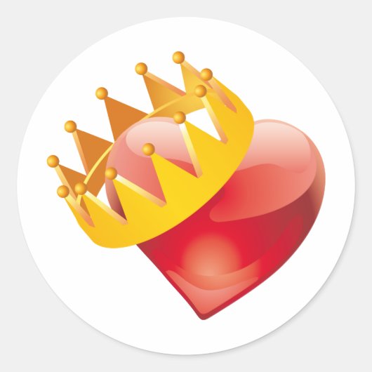 Crowned Heart Ronde Sticker (Voorkant)