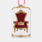 Crowned in Gold Royal Chair Birthday Party Cadeaulabel (Achterkant)