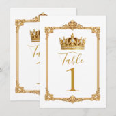 Crowned in Gold Royal Crown Table Number Kaart (Voorkant / Achterkant)