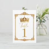 Crowned in Gold Royal Crown Table Number Kaart (Staand voorkant)