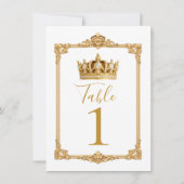 Crowned in Gold Royal Crown Table Number Kaart (Achterkant)