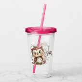 Crowned Owl with Floral Accents Acryl Drinkbeker (Achterkant)