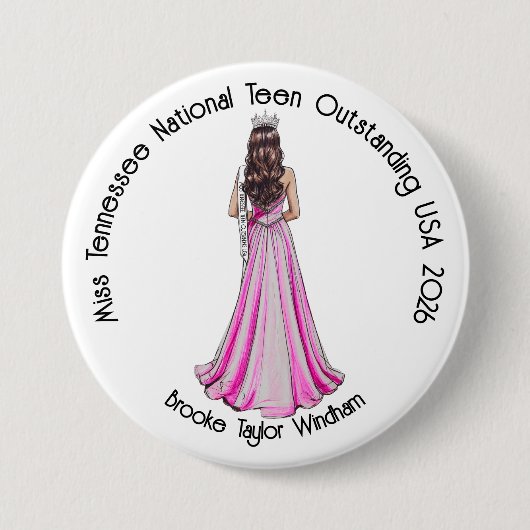 Crowned Queen Custom Pageant Button (Voorkant)