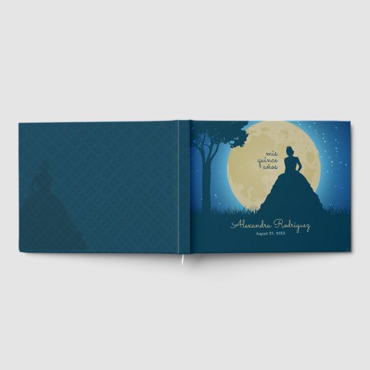 Crowned Silhouette met Moon Quinceanera Gastenboek (Volledig)
