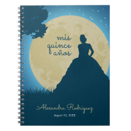 Crowned Silhouette met Moon Quinceanera Notitieboek