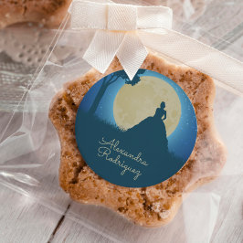 Crowned Silhouette met Moon Quinceanera Ronde Sticker