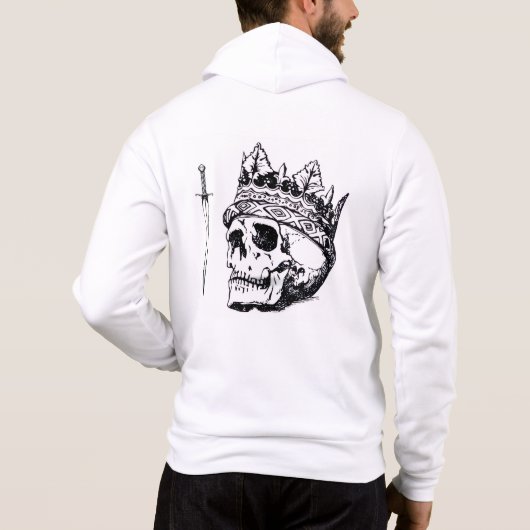 Crowned Skull & Dagger Witte Hoodie (Achterkant)
