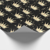 Crowns Glitter Black Sparkly Gold Champaigne Cadeaupapier (Hoek)