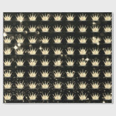 Crowns Glitter Black Sparkly Gold Champaigne Lux Cadeaupapier (Vlak)