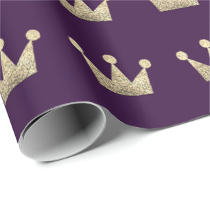 Crowns Glitter Goud Afstuderen VIP Paarse Amethist Cadeaupapier