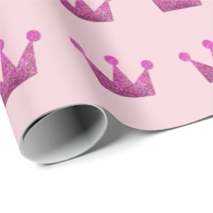 Crowns Glitter Roze Afstuderen Roze Fuchsia Pastel Cadeaupapier