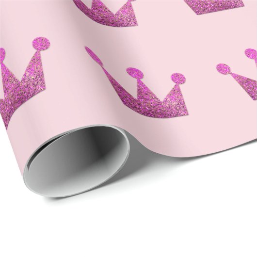 Crowns Glitter Roze Afstuderen Roze Fuchsia Pastel Cadeaupapier (Rol Hoek)