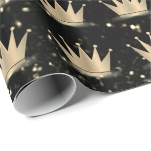 Crowns Glitter Zwart Sparkly Goud Afstuderen Lux Cadeaupapier