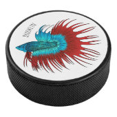 Crowntail betta fish cartoon illustration hockey puck (3/4)