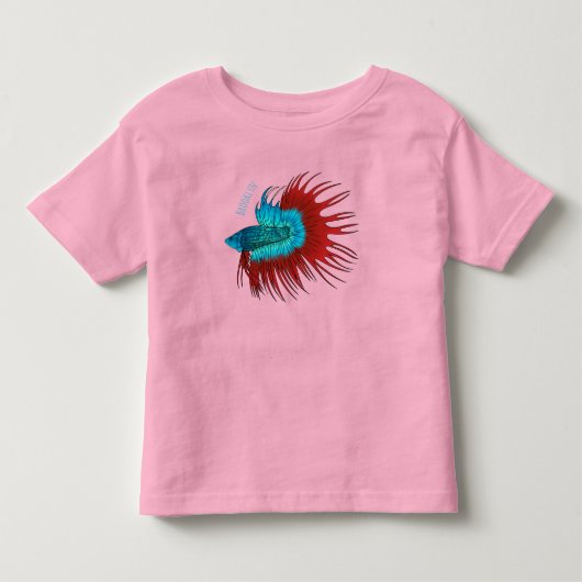 Crowntail betta fish cartoon illustration  kinder shirts (Voorkant)