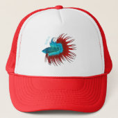 Crowntail betta fish cartoon illustration trucker pet (Voorkant)