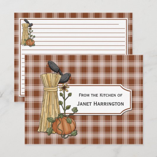 Crows Cornstalks pomkin Autumn Recipe Cards Briefkaart (Voorkant / Achterkant)