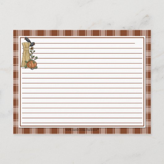 Crows Cornstalks pomkin Autumn Recipe Cards Briefkaart (Achterkant)