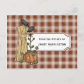 Crows Cornstalks pomkin Autumn Recipe Cards Briefkaart (Voorkant)