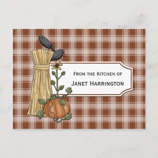 Crows Cornstalks pomkin Autumn Recipe Cards Briefkaart (Voorkant)