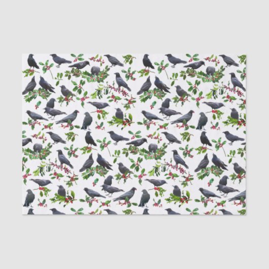 Crows Holly Tissue Paper Tissuepapier (Voorkant)
