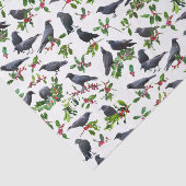 Crows Holly Tissue Paper Tissuepapier (Detail)