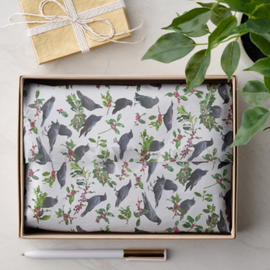 Crows Holly Tissue Paper Tissuepapier (Geschenk)