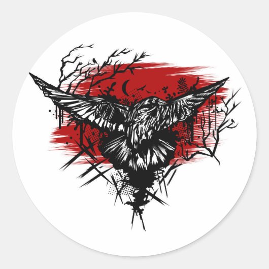Crows Night Ronde Sticker (Voorkant)