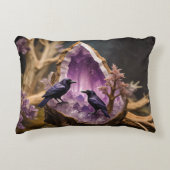 Crows Ravens Amethyst Crystal Fantasy Accent Kussen (Voorkant)
