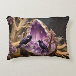 Crows Ravens Amethyst Crystal Fantasy Accent Kussen