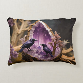 Crows Ravens Amethyst Crystal Fantasy Accent Kussen