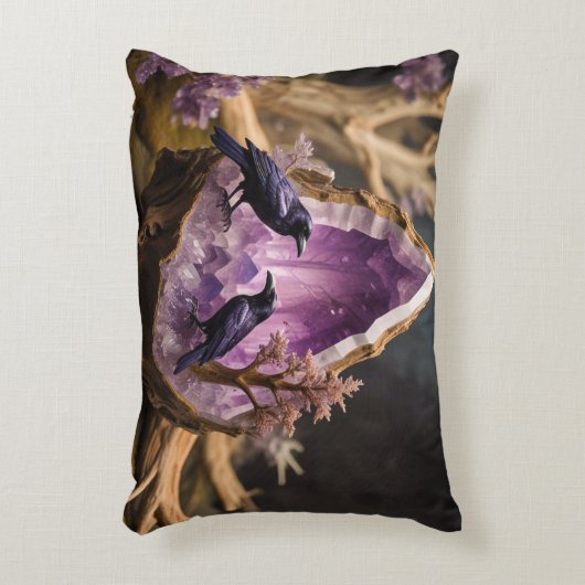 Crows Ravens Amethyst Crystal Fantasy Accent Kussen (Voorkant(Verticaal))