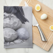 Crows Rock! Krähe Rabe mit Hut auf Steinen Theedoek (Quarter Fold)