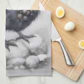 Crows Rock! Niedliche Krähe Rabe auf Steinen Theedoek (Quarter Fold)