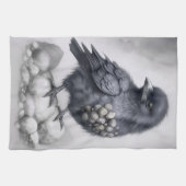 Crows Rock! Niedliche Krähe Rabe auf Steinen Theedoek (Horizontaal)