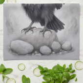 Crows Rock! Poster Krähe ausgebreitete Flügel Theedoek (Gevouwen)