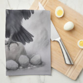 Crows Rock! Poster Krähe ausgebreitete Flügel Theedoek (Quarter Fold)