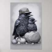 Crows Rock! Poster mit Krähen Eltern und Kind (Voorkant)