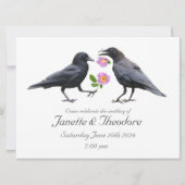 Crows Roses Wedding Invitation Kaart (Voorkant)