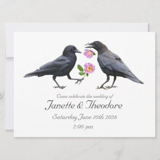Crows Roses Wedding Invitation Kaart