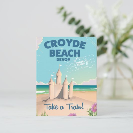 CROYDE BEACH Devon Vintage poster Briefkaart (Staand voorkant)