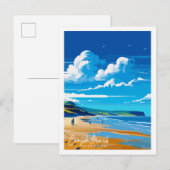 Croyde Beach Devon vintage reisillustratie Briefkaart (Voorkant / Achterkant)