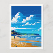 Croyde Beach Devon vintage reisillustratie Briefkaart (Voorkant)