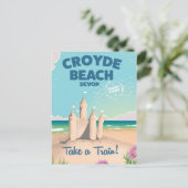 CROYDE BEACH Devon Vintage reisposter Briefkaart (Staand voorkant)