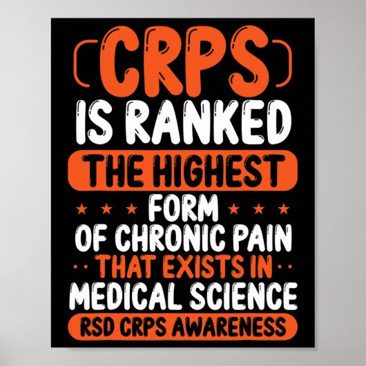 CRPS Awareness Chronic Pain Oranje Lint RSD CRPS Poster (Voorkant)